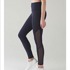 Navy Body Con Luxtreme High Rise Mesh Leggings
